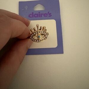 Claire's Gold Evil Eye Ring with rhinestones. NWT